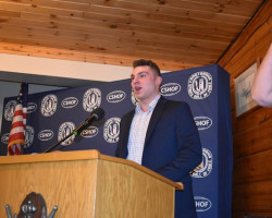 Jamestown Tarp Skunks general manager Christian Dolce addresses the crowd. Jamestown Tarp Skunks general manager Christian Dolce addresses the crowd.