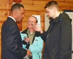 CSHOF 2012 Awards Banquet. Andre Reed, Terry Frank and Greg Larson. Photo courtesy Heidi Anderson. February 20, 2012. CSHOF 2012 Awards Banquet. February 20, 2012.