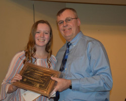 Natalie Angeletti (Panama Central) with Mel Swanson - 2020 Mel Swanson Legacy Award - Outstanding Female Basketball Player. Angeletti-Swaanson