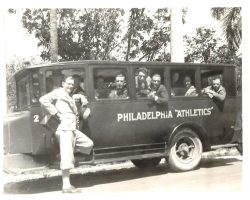 Philadelphia Athletics team bus. Photo courtesy of the Silver Creek Historical Center. Philadelphia Athletics team bus.
