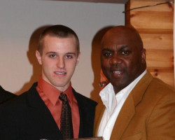 CSHOF 2010 Awards Banquet. B.J. Monacelli with Thurman Thomas - photo courtesy of Jim Riggs. February 15, 2010. CSHOF 2010 Awards Banquet. February 15, 2010.