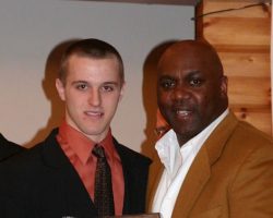 CSHOF 2010 Awards Banquet. B.J. Monacelli with Thurman Thomas - photo courtesy of Jim Riggs. February 15, 2010. CSHOF 2010 Awards Banquet. February 15, 2010.