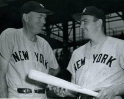 Bill Dickey, Yankees coach, with Irv Noren, circa 1952-1956. Bill Dickey, Yankees coach, with Irv Noren, circa 1952-1956.