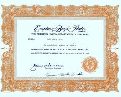 Boys State certificate, 1952. Boys State certificate, 1952.