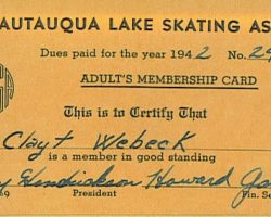 1942 Chautauqua Lake Skating Association membership card CLSA 1942