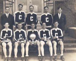 Shirt Hardenburg is in front row second from right. His Chautauqua High School basketball team was the Chautauqua County High School Champions from
1926-1928. Chautauqua High School basketball