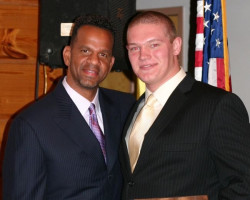CSHOF 2012 Awards Banquet. Andre Reed and Dan Lictus. Photo courtesy Heidi Anderson. February 20, 2012. CSHOF 2012 Awards Banquet. February 20, 2012.