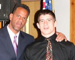 CSHOF 2012 Awards Banquet. Andre Reed and Dan Petruccello. Photo courtesy Heidi Anderson. February 20, 2012. CSHOF 2012 Awards Banquet. February 20, 2012.