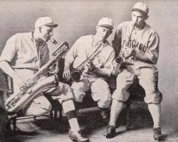 Howard Ehmke and Mickey Cochrane of the Philadelphia Athletics join former teammate Alex Metzler, now of the Chicago White Sox, in a saxophone trio (circa 1927). Photo courtesy of Vince Martonis, Town of Hanover Historian. Howard Ehmke and Mickey Cochrane of the Philadelphia Athletics join former teammate Alex Metzler.