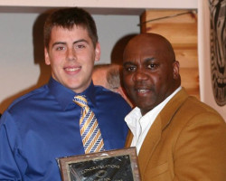 CSHOF 2010 Awards Banquet. Matt Fox with Thurman Thomas - photo courtesy of Jim Riggs. February 15, 2010. CSHOF 2010 Awards Banquet. February 15, 2010.