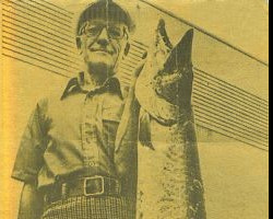 Sheridan Hardenburg and his catch of the day. Sheridan Hardenburg with muskie catch.