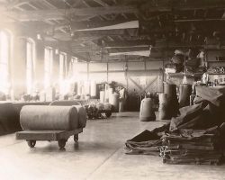 View inside Howard Ehmke Manufacturing, 1940. View inside Howard Ehmke Manufacturing, 1940.