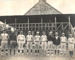 Howard Ehmke (far left) at Camp Tecumseh in the White Mountains of New Hampshire. Note SCHS (Silver Creek High School on uniform). His brother Lester is fourth from the left. Howard Ehmke (far left) at Camp Tecumseh in the White Mountains of New Hampshire. Note SCHS (Silver Creek High School on uniform). His brother Lester is fourth from the left.