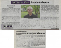 One of Our Own! Randy Anderson. <em>Jamestown Gazette</em>, December 15, 2014. One of Our Own! Randy Anderson. December 15, 2014.