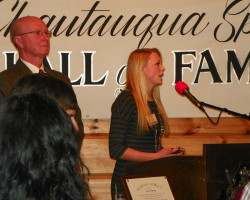 CSHOF 2013 Awards Banquet. McKenzie Cass sings the national anthem. February 18, 2013. CSHOF 2013 Awards Banquet. February 18, 2013.