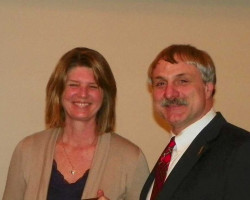 CSHOF 2013 Awards Banquet. Nancy Feenstra (for Andrew Marsh) with Bruce Baumgartner. February 18, 2013. CSHOF 2013 Awards Banquet. February 18, 2013.