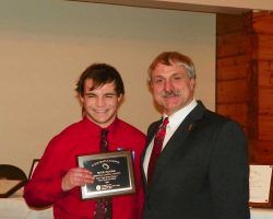 CSHOF 2013 Awards Banquet. Nick Nocek, Fredonia Central, with Bruce Baumgartner. February 18, 2013. CSHOF 2013 Awards Banquet. February 18, 2013.