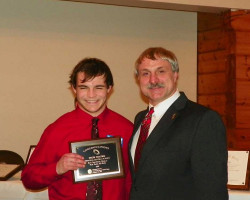 CSHOF 2013 Awards Banquet. Nick Nocek, Fredonia Central, with Bruce Baumgartner. February 18, 2013. CSHOF 2013 Awards Banquet. February 18, 2013.
