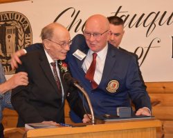 Elly Norton 2020 CSHOF Inductee with Randy Anderson , CSHOF President. Norton-Anderson