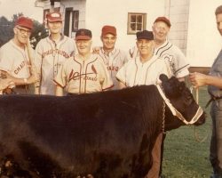 1984 Oldtimers. Left to right: Joe Nagle, Milt Reynolds, Ed Josephson, Rabbit Swanson, Bobby Fredo, Clem Redmond, Harry Martenson. Oldtimers 1984