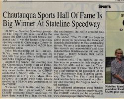 Chautauqua Sports Hall Of Fame Is Big Winner At Stateline Speedway. <em>Post-Journal</em> (Jamestown), August 10, 2012. Chautauqua Sports Hall Of Fame Is Big Winner At Stateline Speedway. August 10, 2012.