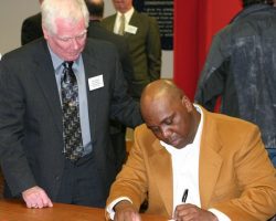 CSHOF 2010 Awards Banquet. Bill Race with Thurman Thomas - photo courtesy of Jim Riggs. February 15, 2010. CSHOF 2010 Awards Banquet. February 15, 2010.