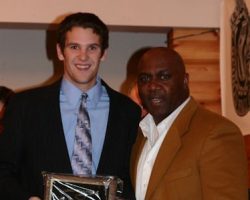 CSHOF 2010 Awards Banquet. Chris Secky with Thurman Thomas - photo courtesy of Jim Riggs. February 15, 2010. CSHOF 2010 Awards Banquet. February 15, 2010.
