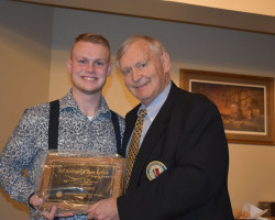 Austin Strong (Chautauqua Lake Central) with Bill Rollinger - 2020 Tony LeVoie/Bill Rollinger Legacy Award - Outstanding Male Swimmer. Strong-Rollinger