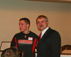 CSHOF 2013 Awards Banquet. Trent Thompson, Fredonia Central, with Bruce Baumgartner. February 18, 2013. CSHOF 2013 Awards Banquet. February 18, 2013.