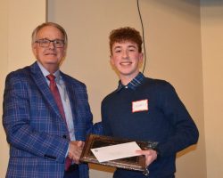 Jameson Sposato (Frewsburg Central) with Dan Turnell - 2020 Nelson Turnell Legacy Award - Outstanding Male Tennis Player. Turnell-Sposato