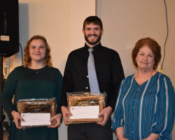 Sally Watson and Braden Cook (Panama Central) with Mary Mary Janetos Keeney - 2020 Jack Keeney Legacy Award - Outstanding Panama Student-Athletes. Watson-Cook-Keeney
