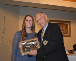 Grace Wood (Southwestern Central) with Bill Rollinger - 2020 Grace M. Dolan Legacy Award - Outstanding Female Swimmer. Wood-Rollinger