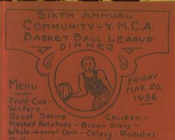 1935-36 YMCA Community Basketball League dinner menu YMCA basketball 1935-36 dinner
