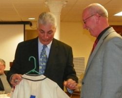 Dick Berardino admires his jersey cant believe this