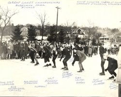 Great Lakes Championships, Roseland Park, Jamestown, NY.
Bob Hanson is skater with white stripe on pants. Bob Hanson