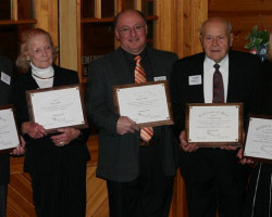 CSHOF 2010 Awards Banquet. Art Asquith, Jacqueline Christianson, accepting for her late step-father Ray Caldwell, Dave Criscione, Pat Damore, and Wendy Lewellen, accepting for Tara Vanderveer - photo courtesy of Jim Riggs. February 15, 2010. CSHOF 2010 Awards Banquet. February 15, 2010.