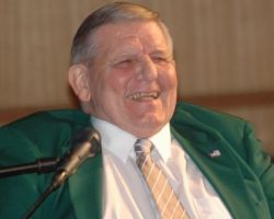 Jim McCusker enjoys a laugh at a March 2011 public screening of a rare film featuring the 1961-1962 Philadelphia Eagles on which Jim played left tackle.
<br />Photo courtesy Scott Kindberg Jim McCusker enjoys a laugh