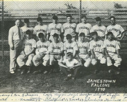 1940 Jamestown Falcons. John Newman is seated first on left. 1940 Jamestown Falcons