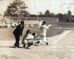 John Newman at bat in Allen Park, 1940. John Newman at bat in Allen Park, 1940.