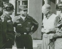 Lou DeSantis with Red Barber, Brooklyn Dodgers announcer, in Korea, 1958. Lou DeSantis with Red Barber, 1958.