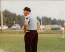 Lyle Parkhust umpiring at Danielson Field, Jamestown, NY. Lyle Parkhust umpiring at Danielson Field, Jamestown, NY.