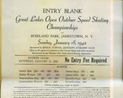 1942 Speed Skating Championship entry application skating 1-18-42