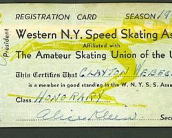 1943 Western NY Speed Skating Association membership card skating card 1943