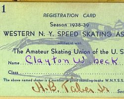 1939-40 Western NY Speed Skating Association membership card speedskating 1939-40