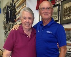 Tom Eakin visits with Randy Anderson in 2015 at the CSHOF exhibit hall in Jamestown. Tom Eakin with Randy Anderson, CSHOF president