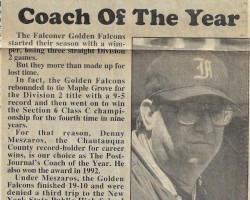 Coach of the Year. <em>Post-Journal</em> (Jamestown), 1994. Coach of the Year. 1994.