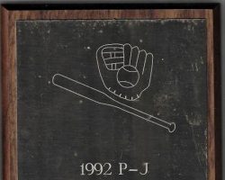 <em>Post-Journal</em> Coach of the Year award to Dennis Meszaros. 1992. <em>Post-Journal</em> Coach of the Year award to Dennis Meszaros. 1992.