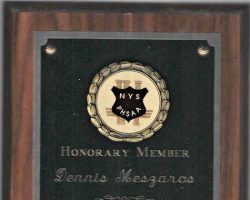 New York State Public High Schools Athletic Association honorary membership award. 1999. New York State Public High Schools Athletic Association honorary membership award. 1999.
