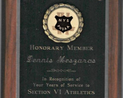 New York State Public High Schools Athletic Association honorary membership award. 1999. New York State Public High Schools Athletic Association honorary membership award. 1999.