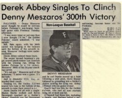 Dennis Meszaros' 300th Victory. <em>Post-Journal</em> (Jamestown), May 1990. Dennis Meszaros' 300th Victory. May 1990.
